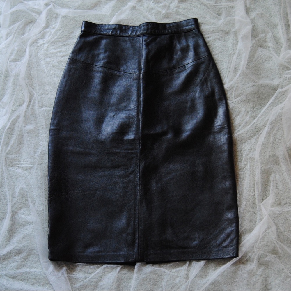 80’s Vintage Italian Leather Midi Skirt